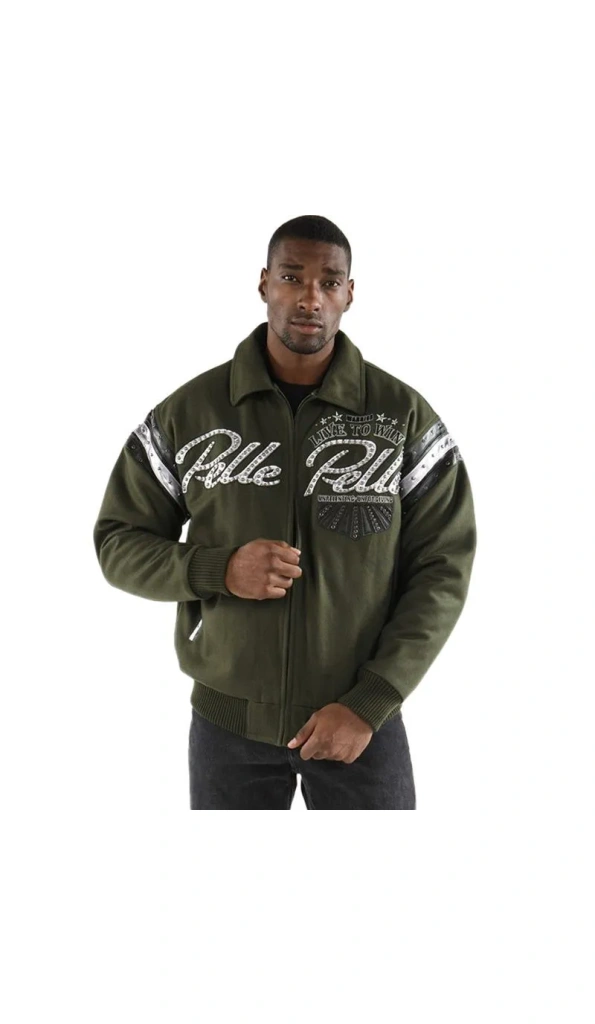New Pelle Pelle American Legend Olive Varsity Jacket