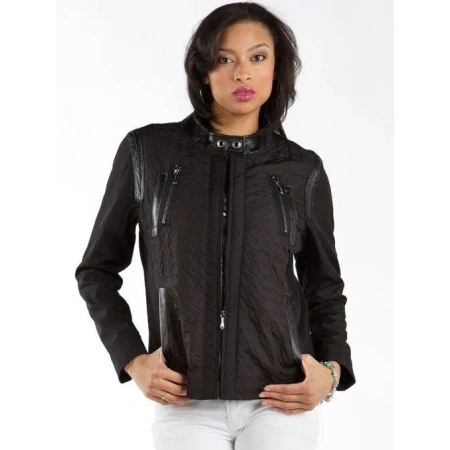 Pelle Pelle Ladies Houndstooth Black Track Jacket view 1