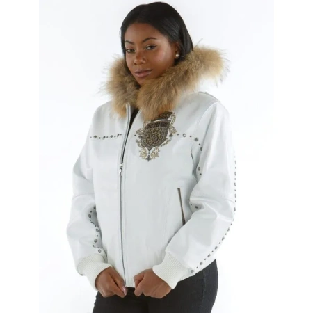 Pelle Pelle Womens Mb Emblem White Jacket view 2