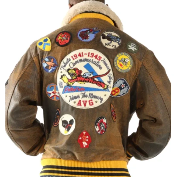 Pelle Pelle Aviator Brown Jacket, pelle pelle leather jacket, varsity jacket