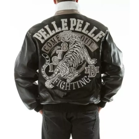 Pelle Pelle Black Come Out Fighting Tiger Jacket