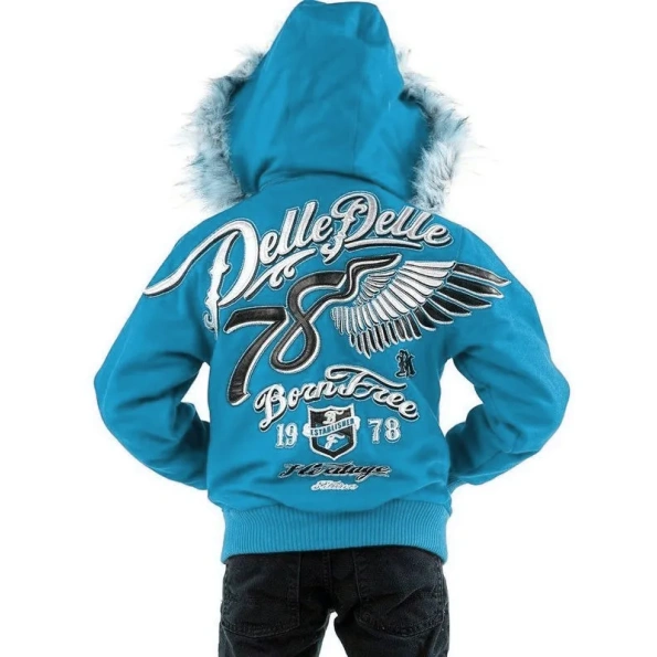 Pelle Pelle Kids 78 Born Free Turquoise Wool Jacket