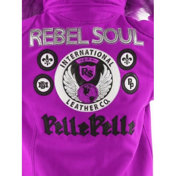 Pelle Pelle Kids Purple Rebel Soul Jacket, pelle pelle leather jacket,pelle varsity jacket, soul jacket