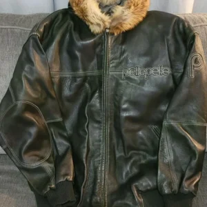 Pelle Pelle Leather Jacket | Black Fur Hooded view 2