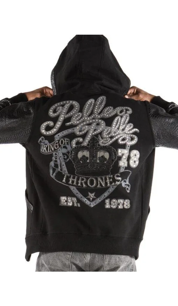Pelle Pelle Black King of Thrones Hoodie | Pelle Pelle Store