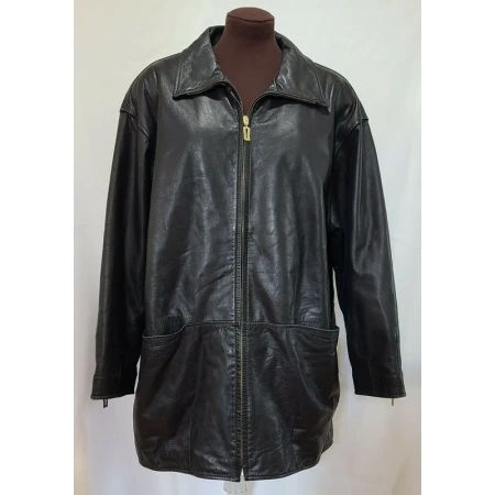 Pelle Pelle Black Leather Coat | Full Zip view 2