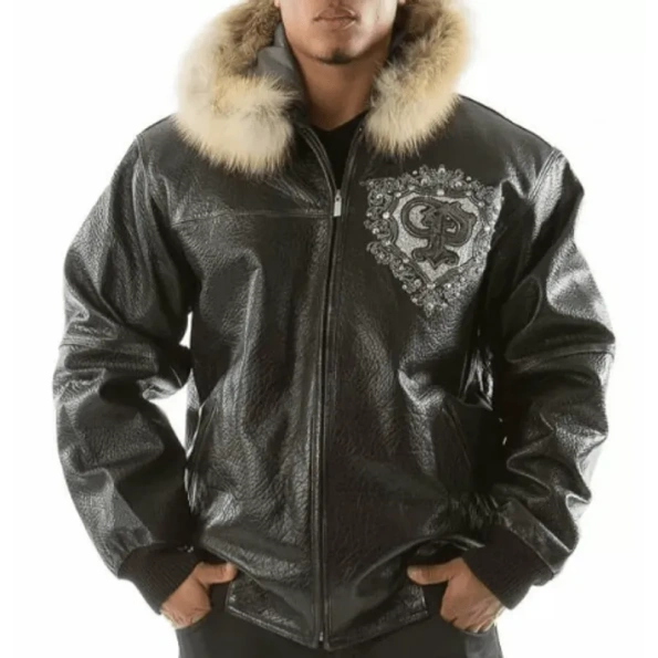Pelle-Pelle-Black-PP-Crest-Fur-Hood-Leather-Jacket,pelle-pelle-jacket,pelle-pelle-store,pelle-pelle-leather-jacket