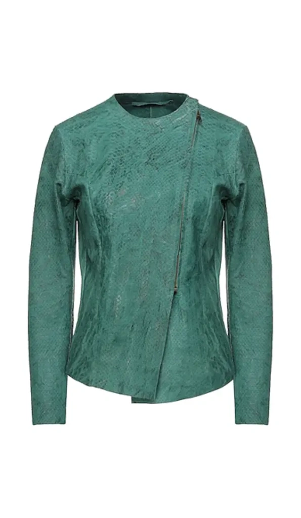 Amazing Ovine Green Biker Leather Jacket Pelle Pelle Store