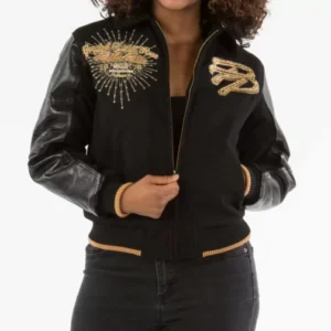 Greatest Of All Time Black Varsity Jacket Pelle Pelle Store view 2