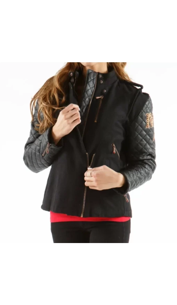 MC Black Studded Varsity Jacket Pelle Pelle Store