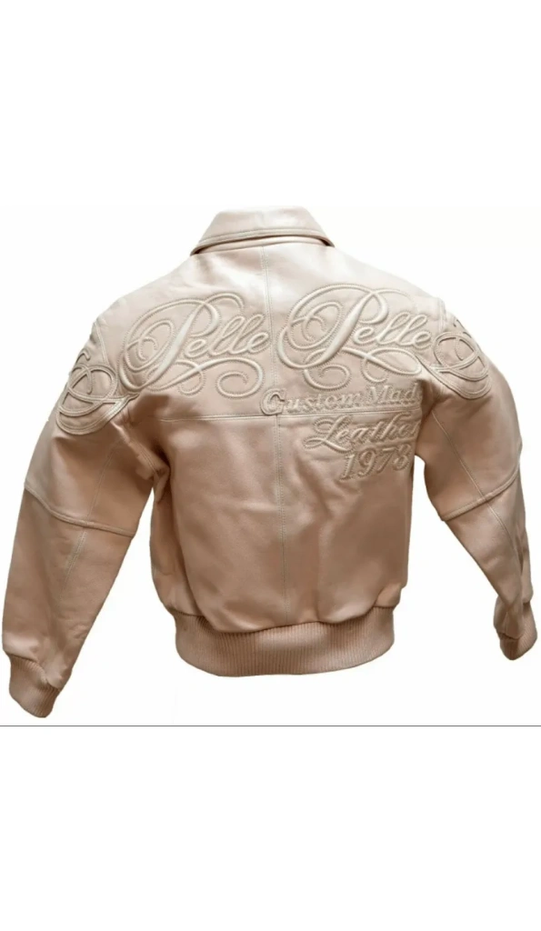 Pelle Pelle Embroidered Light Pink Leather Jacket