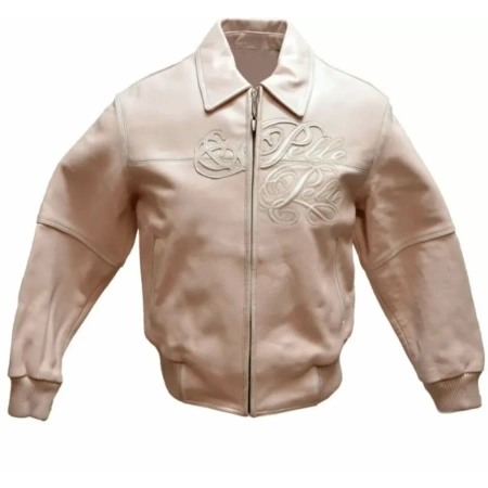 Pelle Pelle Embroidered Light Pink Leather Jacket view 2