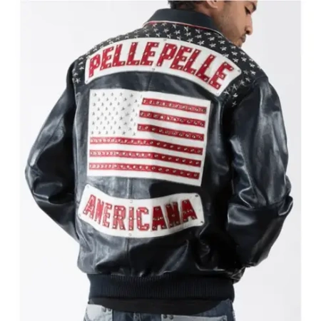 Pelle Pelle American Black Leather Jacket, pelle-pelle,pelle-pelle-store,pelle-pelle-jackets,blue-leather-jacket,pelle-pelle-american