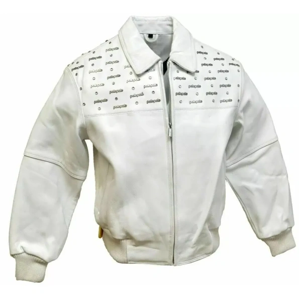 White-Pelle-Pelle-Emblem-Leather-Jacket