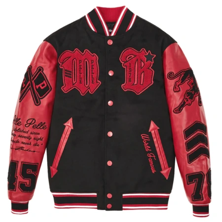 Pelle Pelle Red And Black Varsity Jacket | pelle Pelle Store