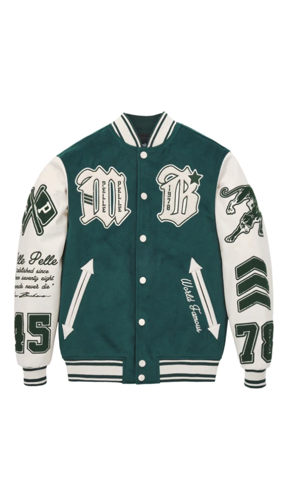Pelle Pelle Varsity Green And White Jacket