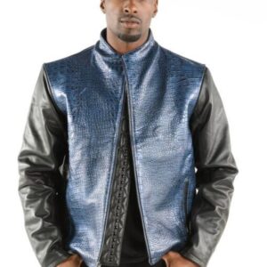 Pelle Pelle China Collar Biker Blue Jacket view 2