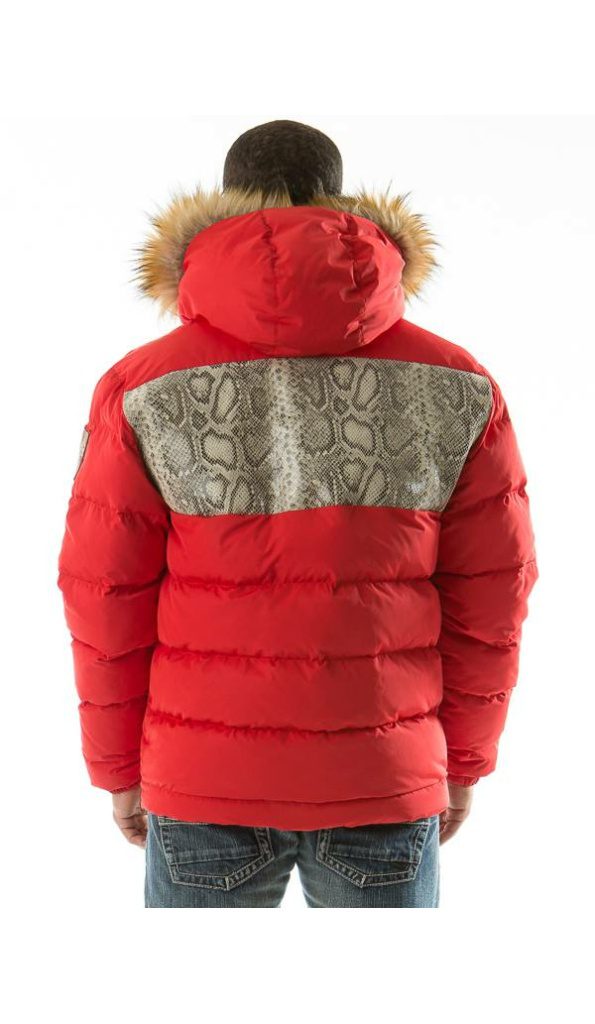 Pelle Pelle Snakeskin Bubble Red Coat