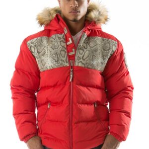 Pelle Pelle Snakeskin Bubble Red Coat view 1