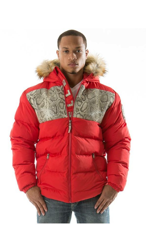 Pelle Pelle Snakeskin Bubble Red Coat