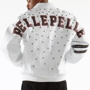 Pelle Pelle Studded Letterman White Jacket