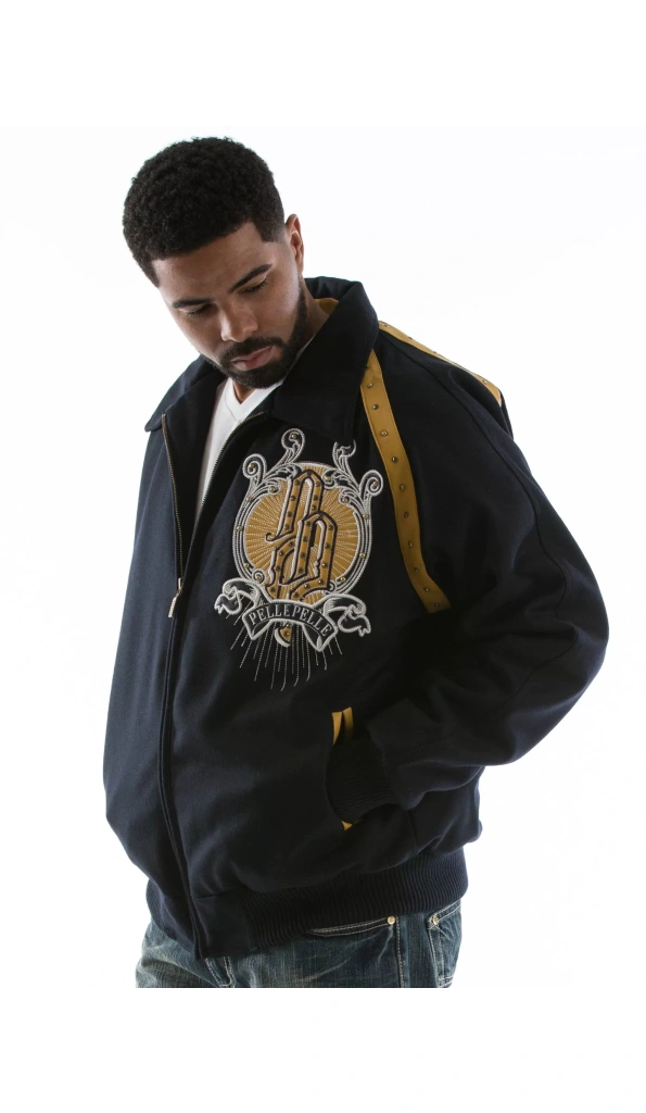 Pelle Pelle Top Brass Navy Blue Coat