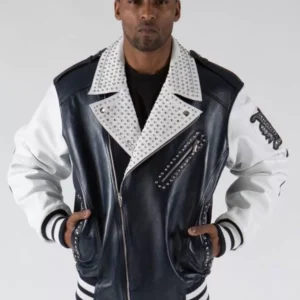 Pelle Pelle Varsity Biker Navy Plush Jacket view 1