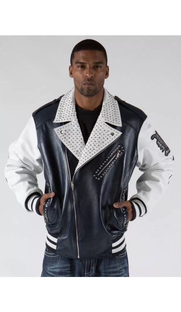 Pelle Pelle Varsity Biker Navy Plush Jacket