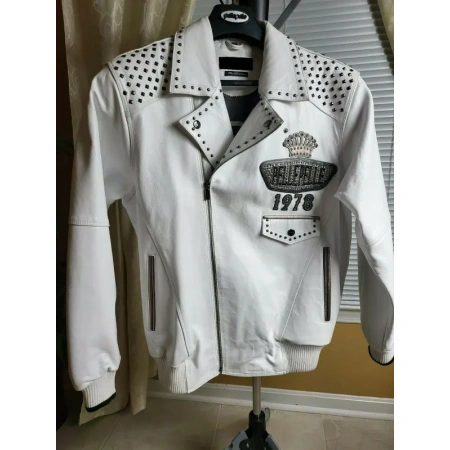 Pelle Pelle White Studded Leather Jacket view 2