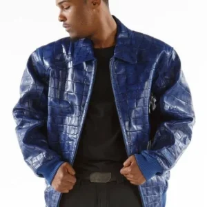 Best Pelle Pelle Crocodile Blue Leather Jacket