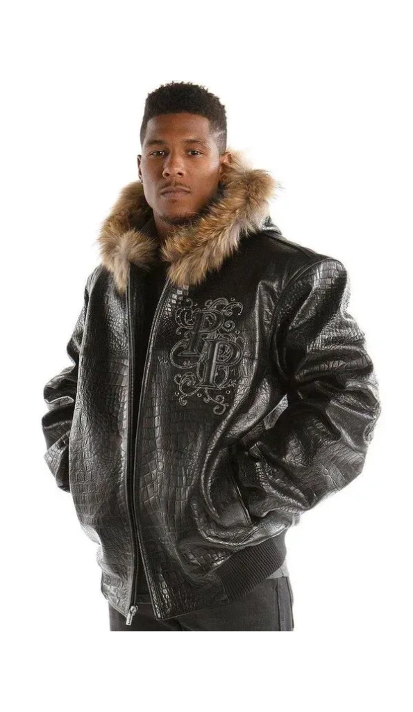 Pelle Pelle Crocodile Hooded Black Jacket