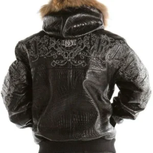Pelle Pelle Crocodile Hooded Black Jacket
