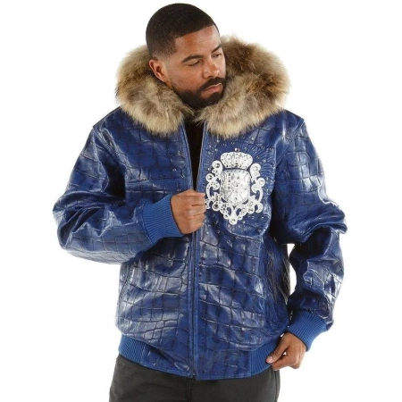 Pelle Pelle Crocodile Blue Leather Jacket view 2