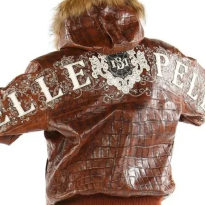 Pelle Pelle Crocodile Hooded Brown Jacket