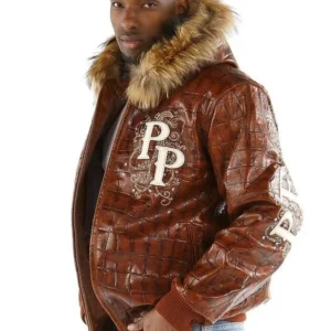 Pelle Pelle Crocodile Hooded Brown Jacket view 2