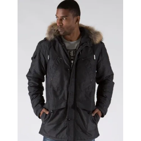 Pelle Pelle Fur Hooded Denim Long Coat view 2