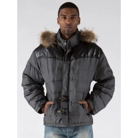 pelle pelle gray fur hooded puffer jacket, pelle pelle store, pelle pelle jacket, gray hooded jacket