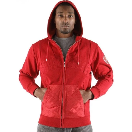 Pelle Pelle Red Zipper Hooded Jacket
