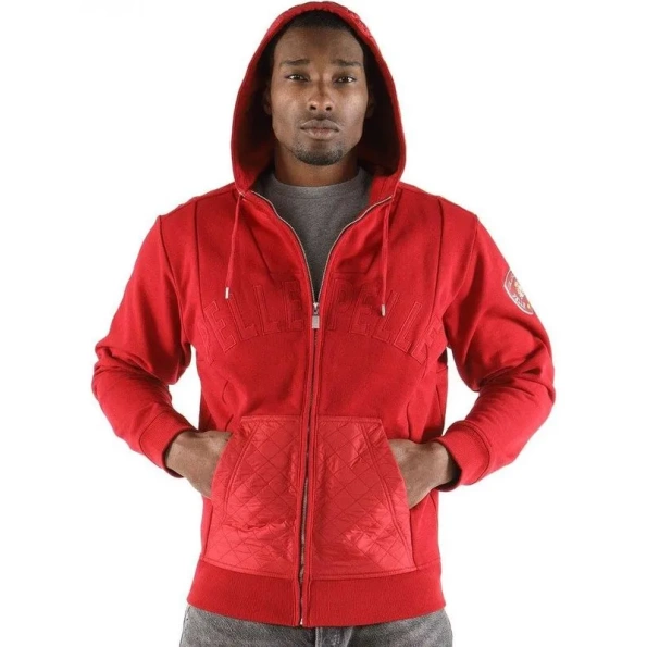 pelle pelle red zipper hooded jacket, pelle pelle store, pelle pelle jacket, red wool jacket