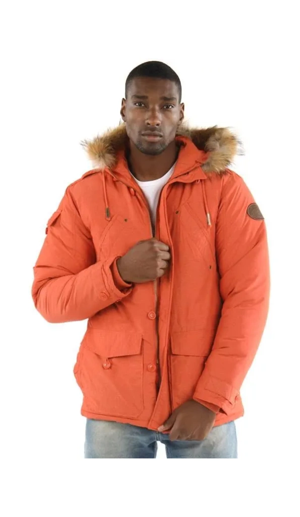 Pelle Pelle Orange Fur Hooded Puffer Jacket