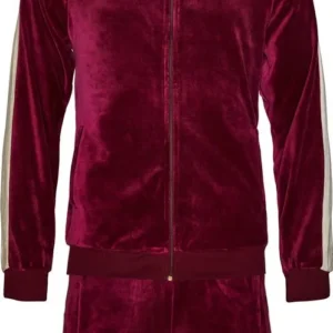 Pelle Pelle Mens Red Velvet Tracksuit view 1