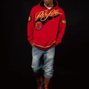 Pelle Pelle Red Wool Varsity Hooded Jacket