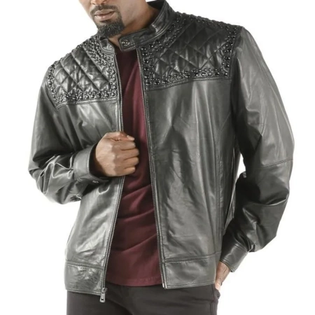 pelle pelle studded quilted black jacket, pelle pelle store, pelle pelle jacket, black leather jacket
