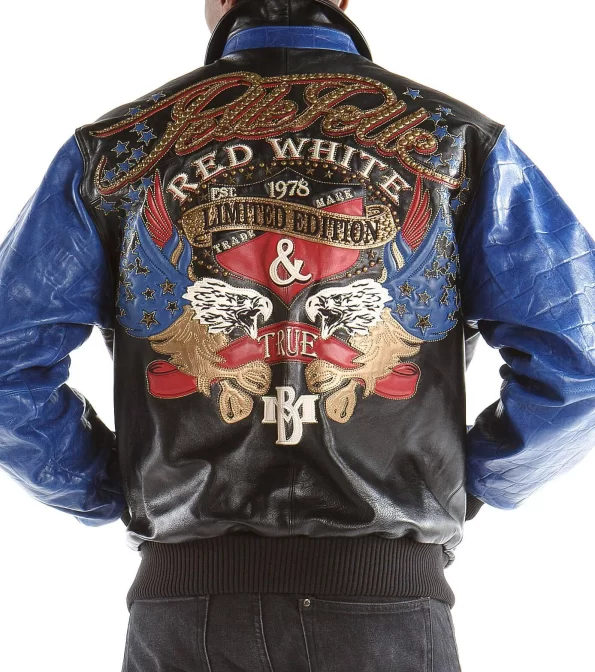 Black Blue Pelle Pelle Leather Jacket