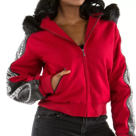 Pelle Pelle Red Studded Wool Jacket view 2