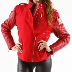 Pelle Pelle Red Studded Varsity Jacket view 2