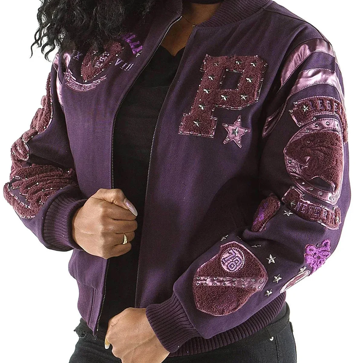 Pelle Pelle Purple P Crest Varsity Jacket view 1