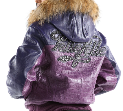 Pelle Pelle Purple Hooded Script Leather Jacket