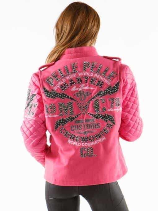 Pelle Pelle Pink Studded Varsity Jacket