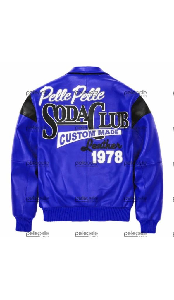 Navy Pelle Pelle Soda Club Leather Jacket